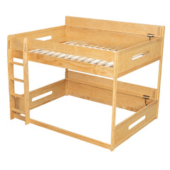 Bellemave® Queen Over Queen Bunk Bed with Storage Shelves, Plug Outlets, USB Ports & Guardrails Bellemave®