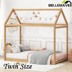 Bellemave® Twin Size Montessori Wooden House Floor Bed