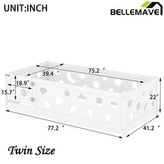 Bellemave® Solid Wood Floor Bed with Heightened Safety Guardrails and Door(No Slats Included)