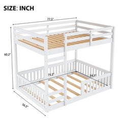 Bellemave® Full Size Wood Bunk Bed with Ladder and Guardrails