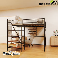 Bellemave® Metal Loft Bed with Built-In Charging Station and LED Lighting