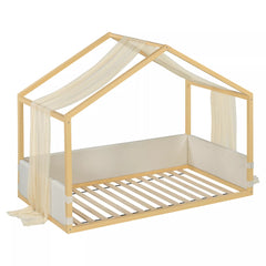 modern canopy bed with fabric canopy curtains