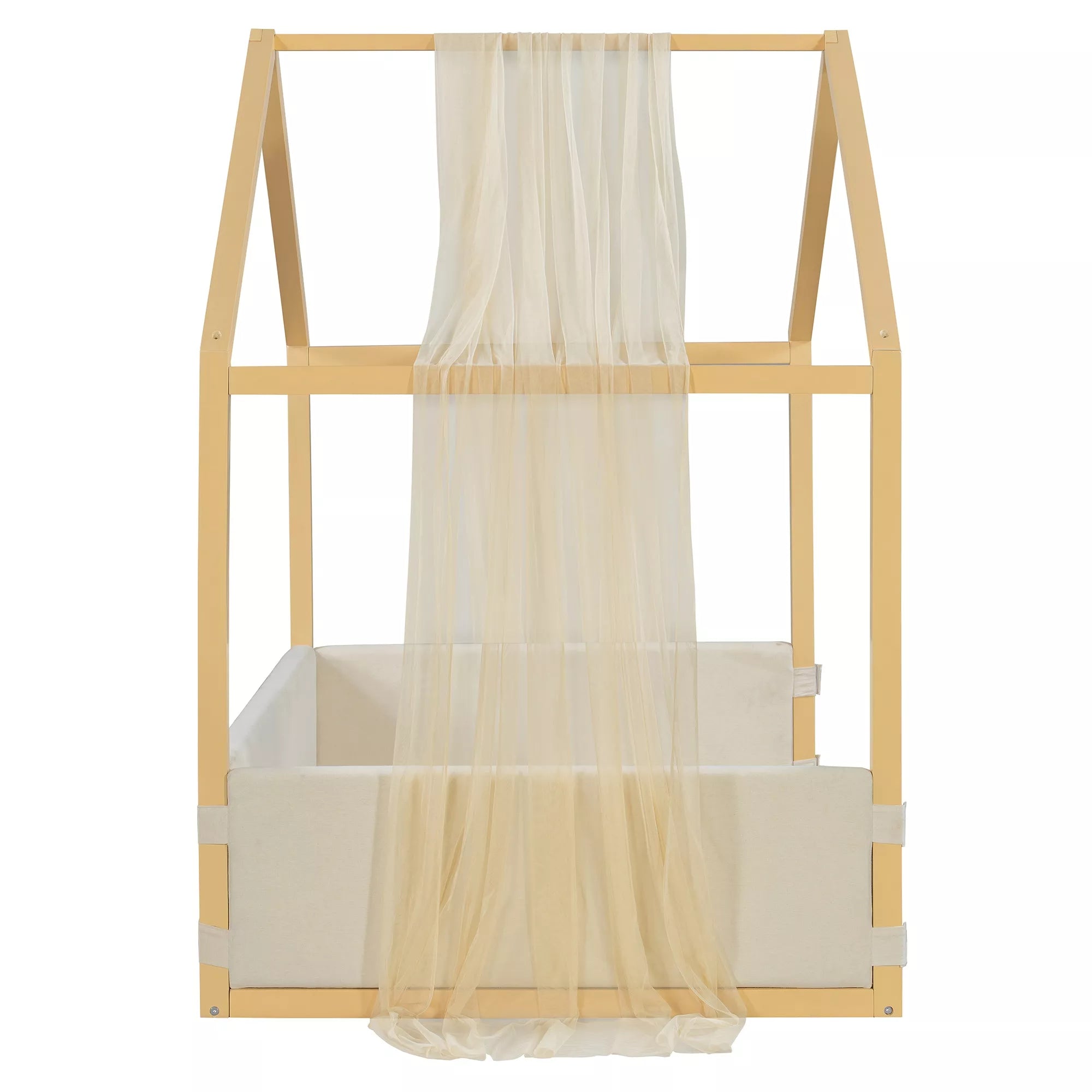 twin size canopy bed with platform frame design