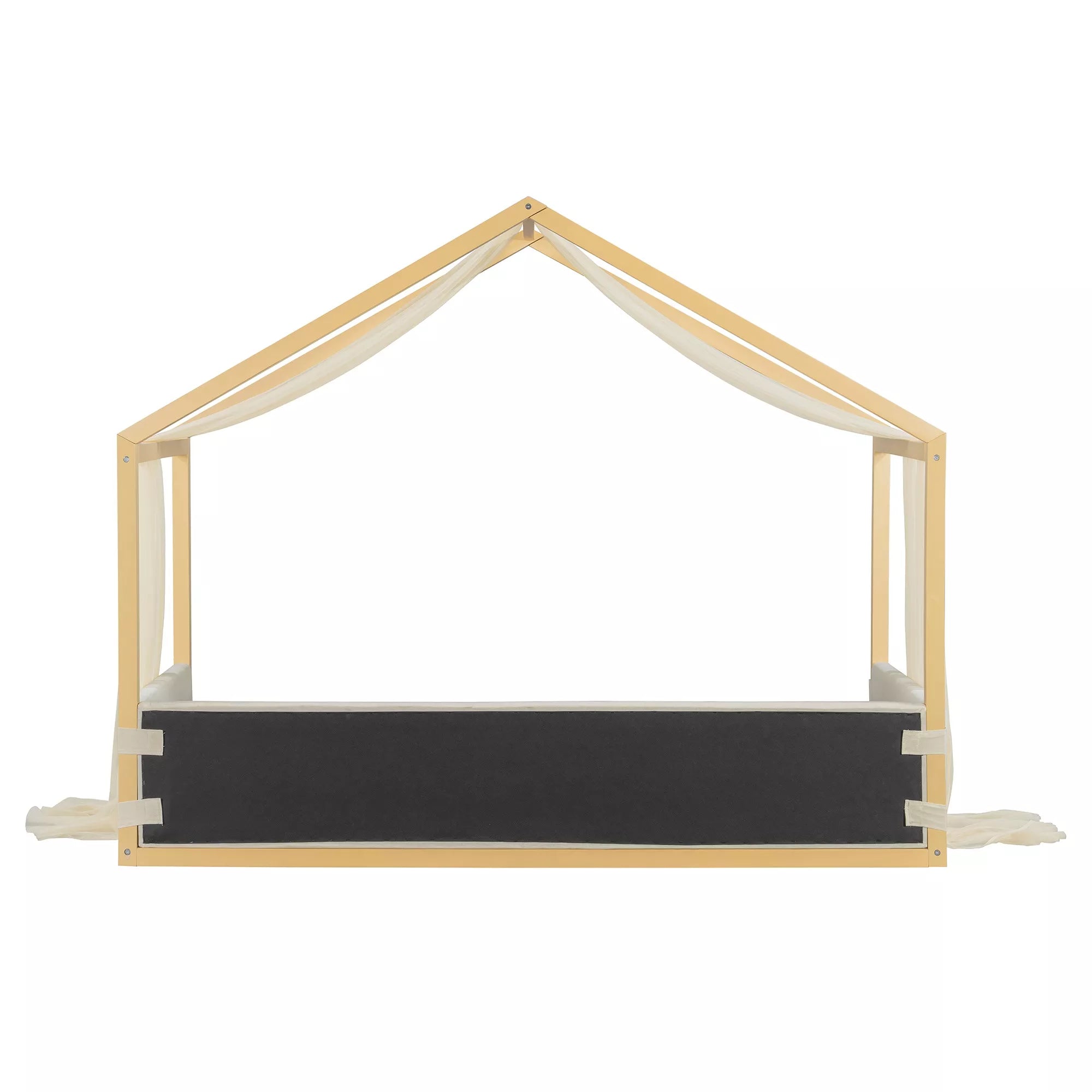 twin size canopy bed with flowing gauze curtains