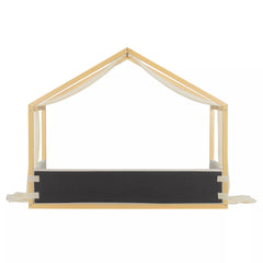 twin size canopy bed with flowing gauze curtains