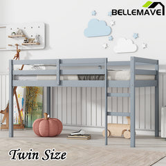 Bellemave® Twin Size Wooden Loft Bed with Ladder, Bed Platform of Strengthened Slats