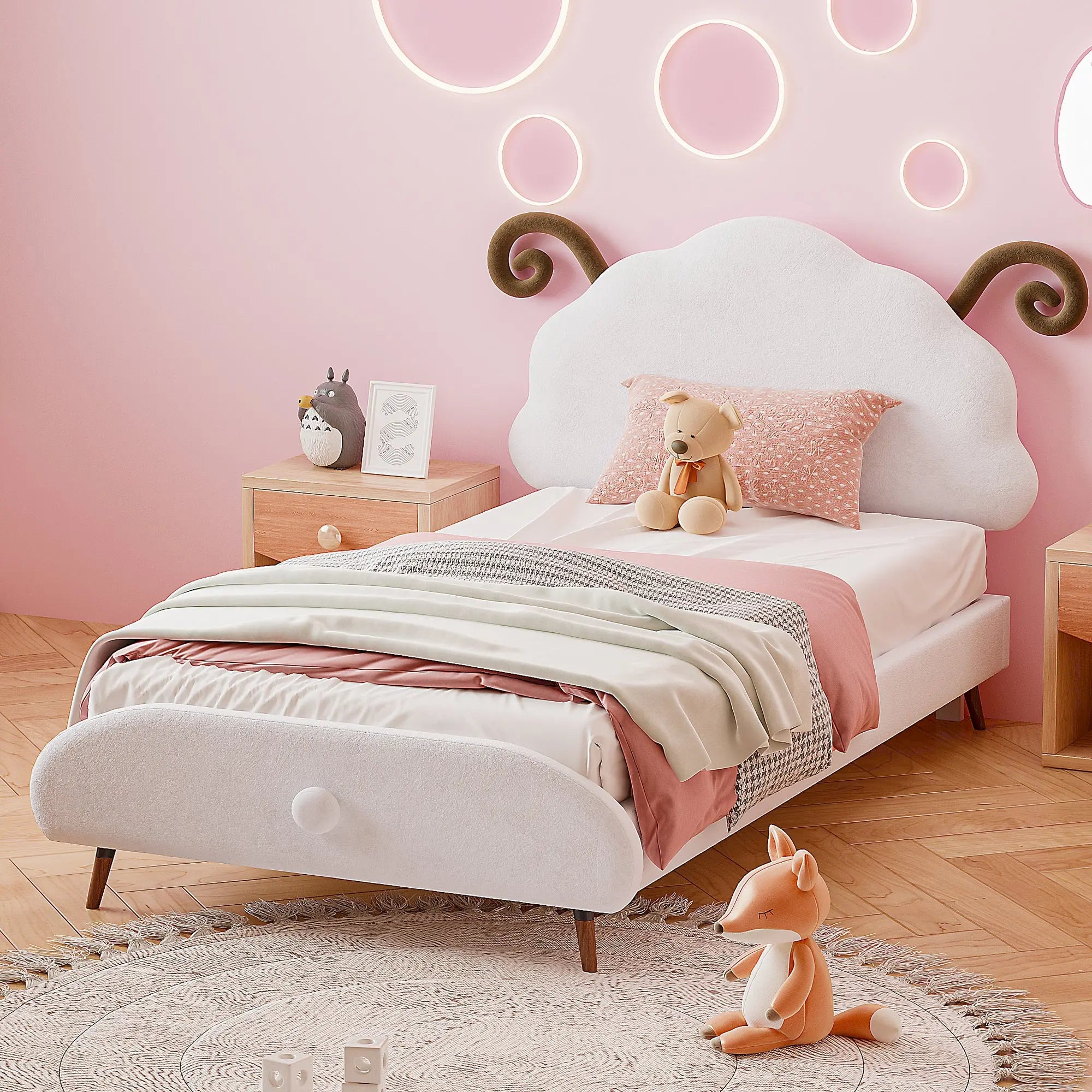 Bellemave® Upholstered Platform Bed with Sheep-Shaped Headboard Bellemave®