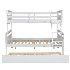 Bellemave® Twin over Full Bunk Bed with Ladder, Safety Guardrail and Twin Size Trundle