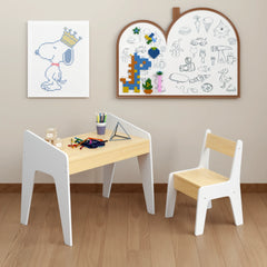 Bellemave® Kids Wooden Table Set with One Chair for 2-8 Age Kids