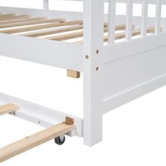 Bellemave® Wooden House Bed with Trundle and Storage Shelf