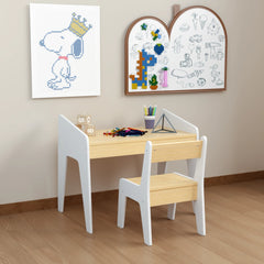 Bellemave® Kids Wooden Table Set with One Chair for 2-8 Age Kids