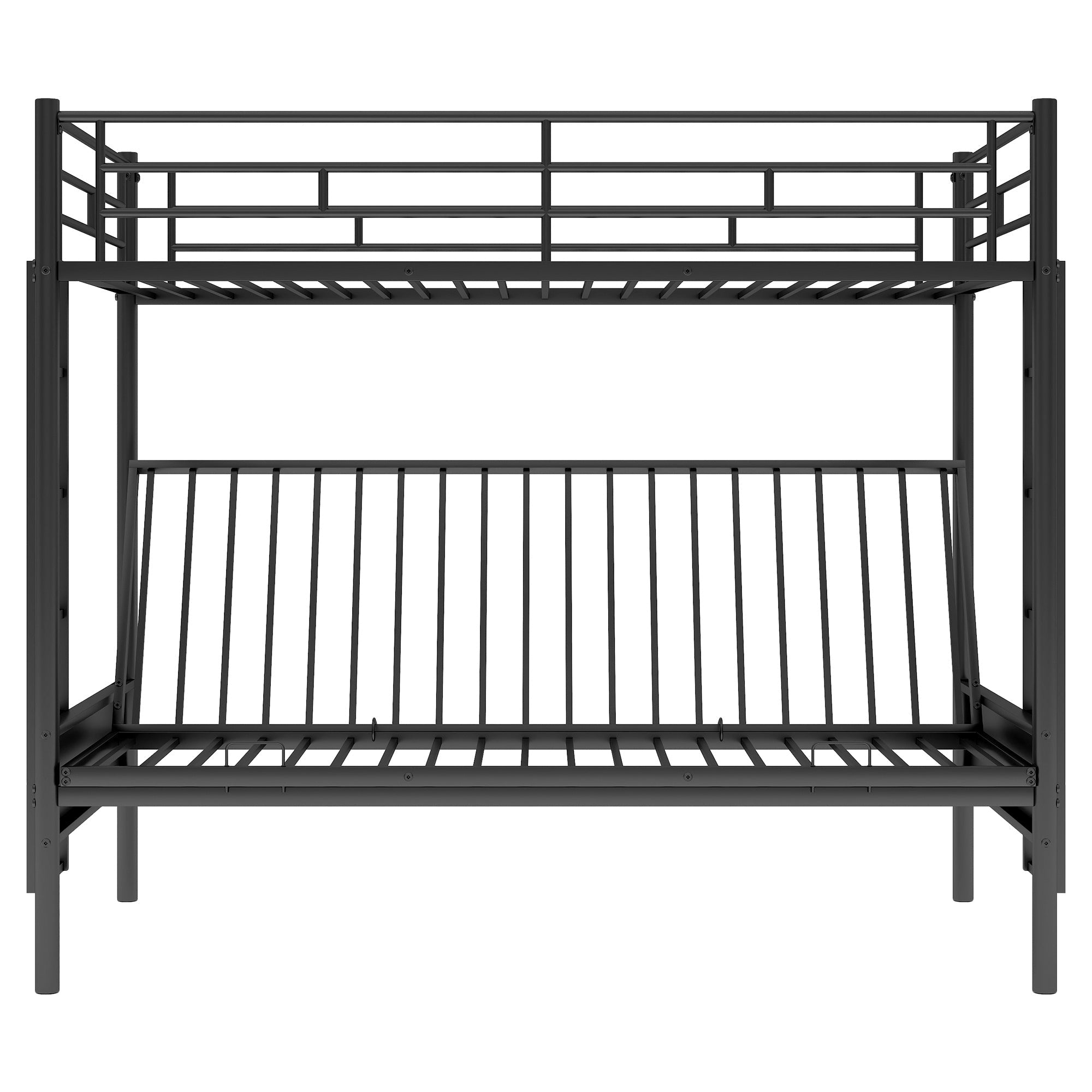 Bellemave Twin Over Full Metal Bunk Bed with Two Side Ladders & Guardrail, Bottom Full Size Bunk Bed Can be Converted into Futon/Seat(Black) Bellemave