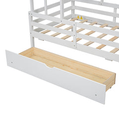 Bellemave® Twin Size House Platform Bed with Guardrail and Drawer