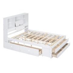 Bellemave® Platform Bed with Storage Headboard and 8 Drawers