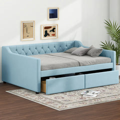 Bellemave® Full Size Upholstered Tufted Daybed with 2 Drawers Bellemave®