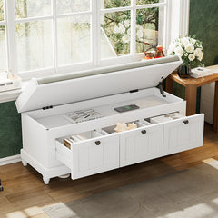 Bellemave® Classic Storage Bench with Cushioned Seat and Three Drawers