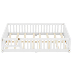 Bellemave® Full Size Montessori Floor Bed with Safety Guardrails and Door