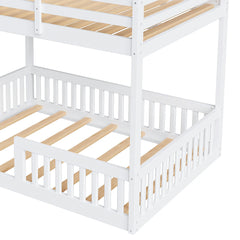 Bellemave® Full Size Wood Bunk Bed with Ladder and Guardrails