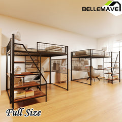 Bellemave® Metal Loft Bed with Built-In Charging Station and LED Lighting