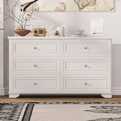 Bellemave® 6 Drawers Elegant Design Wooden Dresser with Metal Handles