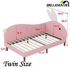 Bellemave® Upholstered Rabbit-Shape Daybed, Sofabed with Rabbit Ear Headboard