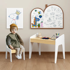 Bellemave® Kids Wooden Table Set with One Chair for 2-8 Age Kids