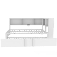 Bellemave® Full Size Metal Daybed with Trundle, Storage Cabinets and USB Ports