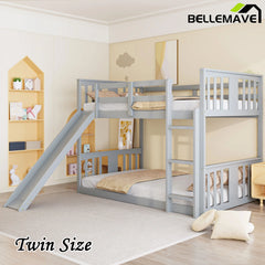 Bellemave® Twin Size Bunk Bed with Slide and Ladder