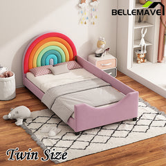 Bellemave® Twin Size Rainbow Upholstered Daybed,Cute Style Princess Bed