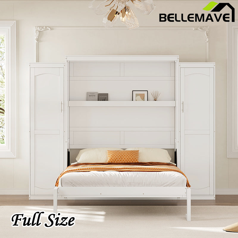 Bellemave® Murphy Bed with Two Wardrobe and Storage Shelf