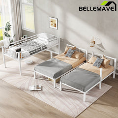 Bellemave® Twin XL/Twin over Twin & Twin Metal Triple Bunk Bed for 3