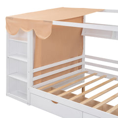 Bellemave® Full Size House Bed with Two Drawers and Wardrobe