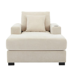 Bellemave® Oversized Chaise Lounge with Pillows, Charge Station & Cup Holders