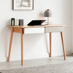 Bellemave® 100% Solid Wood Computer Desk with 2 Drawers