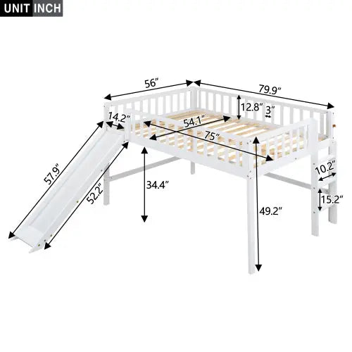 Bellemave® Low Loft Bed with Ladder and Slide Bellemave®