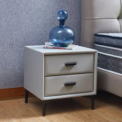 Bellemave Modern Nightstand with 2 Drawers,PU Leather and Hardware Legs Bellemave