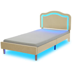 Bellemave® Velvet Upholstered Smart LED Bed Frame with Adjustable Height Headboard