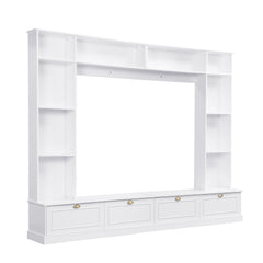 Bellemave® 104.2" Large Wall Unit Entertainment Center with Bookshelves and Golden Handles