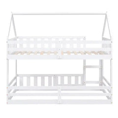 Bellemave Twin Size House Bunk Bed with Fence and Door Bellemave