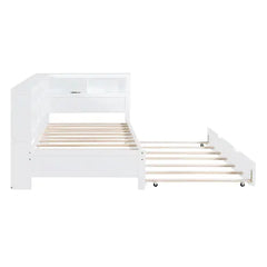 Bellemave Wooden DayBed with Trundle,Storage Shelf and USB Charging Ports Bellemave