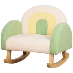 Rocking Toddler Sofa Chair with Solid Wooden Frame - Faux Lamb Fleece Fabric