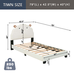 Bellemave® Twin Size Platform Bed with Sheep Design Headboard