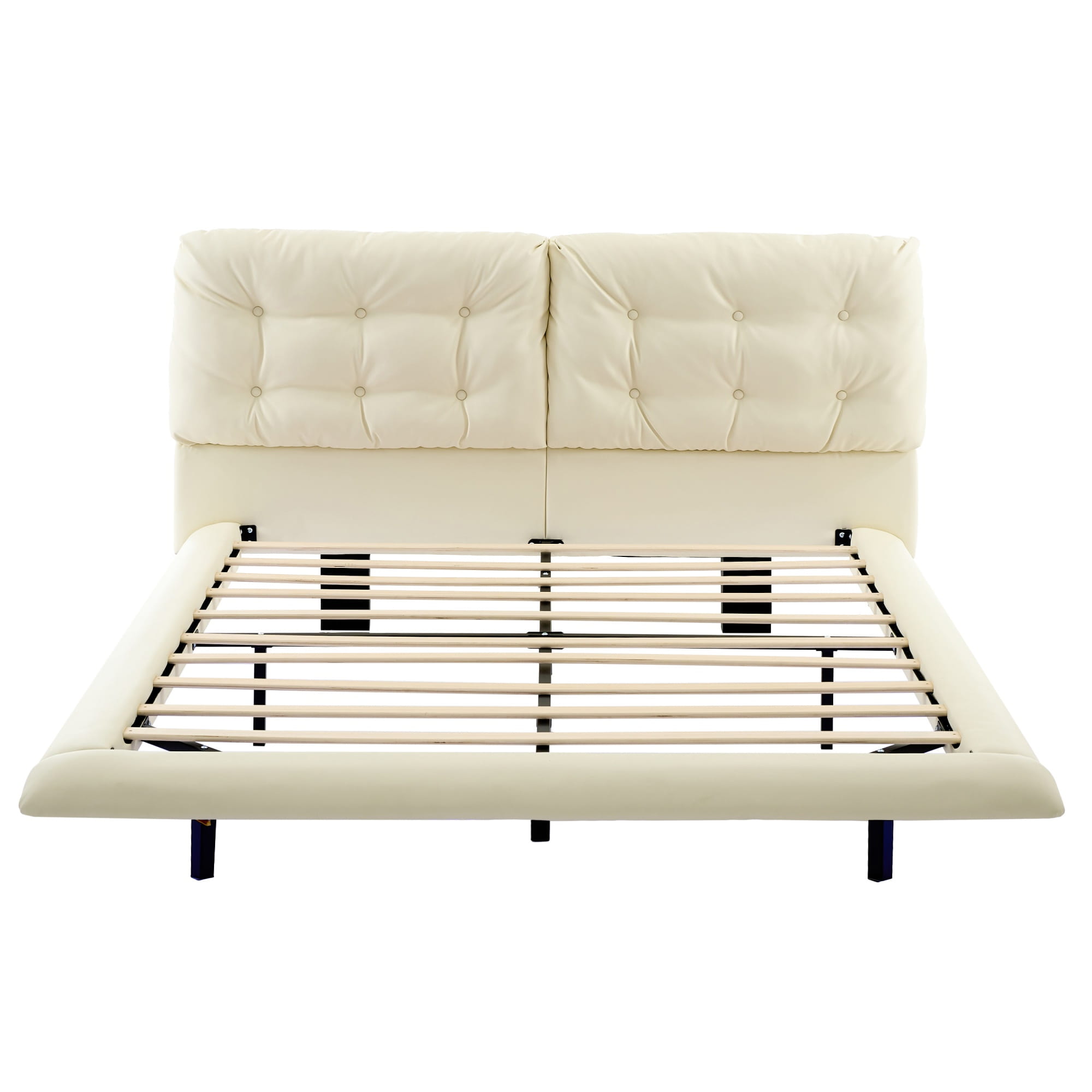 Bellemave® Upholstered Floating Bed with LED Light, Queen Size Wood Platform Bed Frame with Headboard Bellemave®