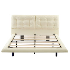 Bellemave® Upholstered Floating Bed with LED Light, Queen Size Wood Platform Bed Frame with Headboard Bellemave®