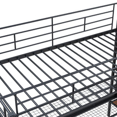 Bellemave® Metal Loft Bed with Upper Grid Storage Shelf and Lateral Storage Ladder