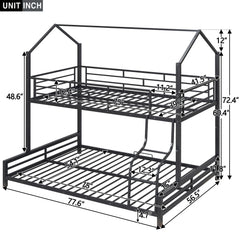 Bellemave® Twin over Full Metal House Bunk Bed