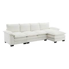 Bellemave® 118" Modern L-shaped Chenille Cloud Sofa with Double Seat Cushions