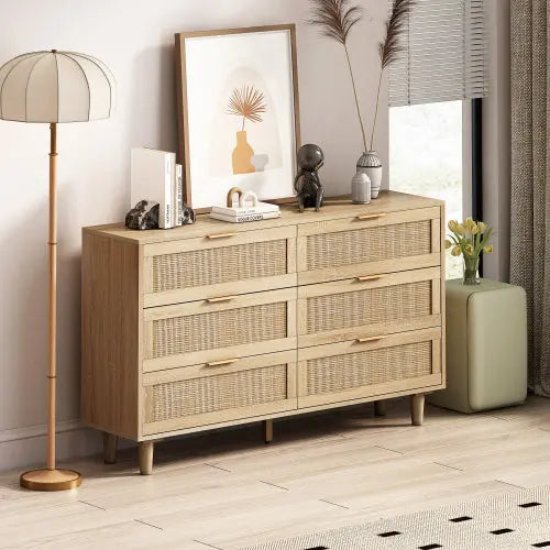 Bellemave 6 Drawers Rattan Storage Cabinet Rattan Drawer Bellemave