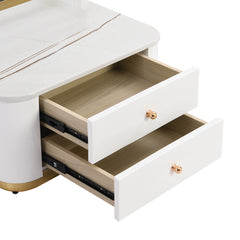 Bellemave® Modern 2 Pieces Square Nesting Coffee Table with Drawers & Electroplated Gold Legs