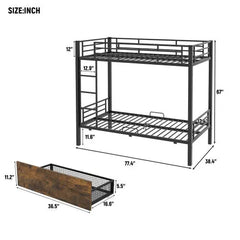 Bellemave® Twin Size Metal Bunk Bed with 2 Drawers Bellemave®